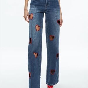 Alice + Olivia Blue Heart Cutout Jeans